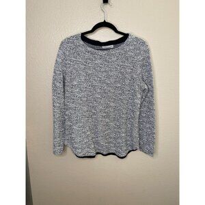 Croft & Barrow Womens Marled Knit Long Sleeve Top Large Gray/White‎ Cotton